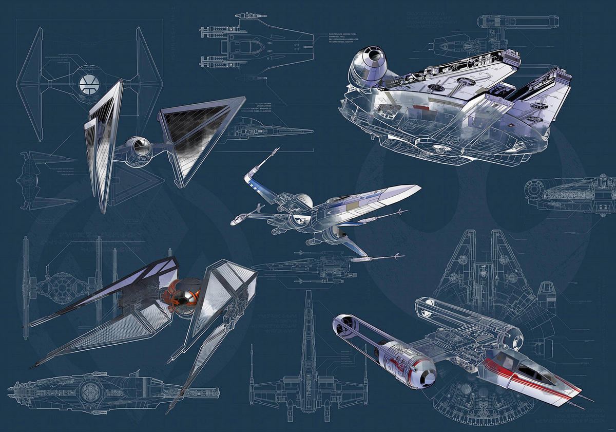 Komar Fototapete Star Wars Blueprint Dark DX8-077 B/H: ca. 400x280 cm Star Wars Blueprint Dark DX8-077 - (400,00/280,00cm) - Komar