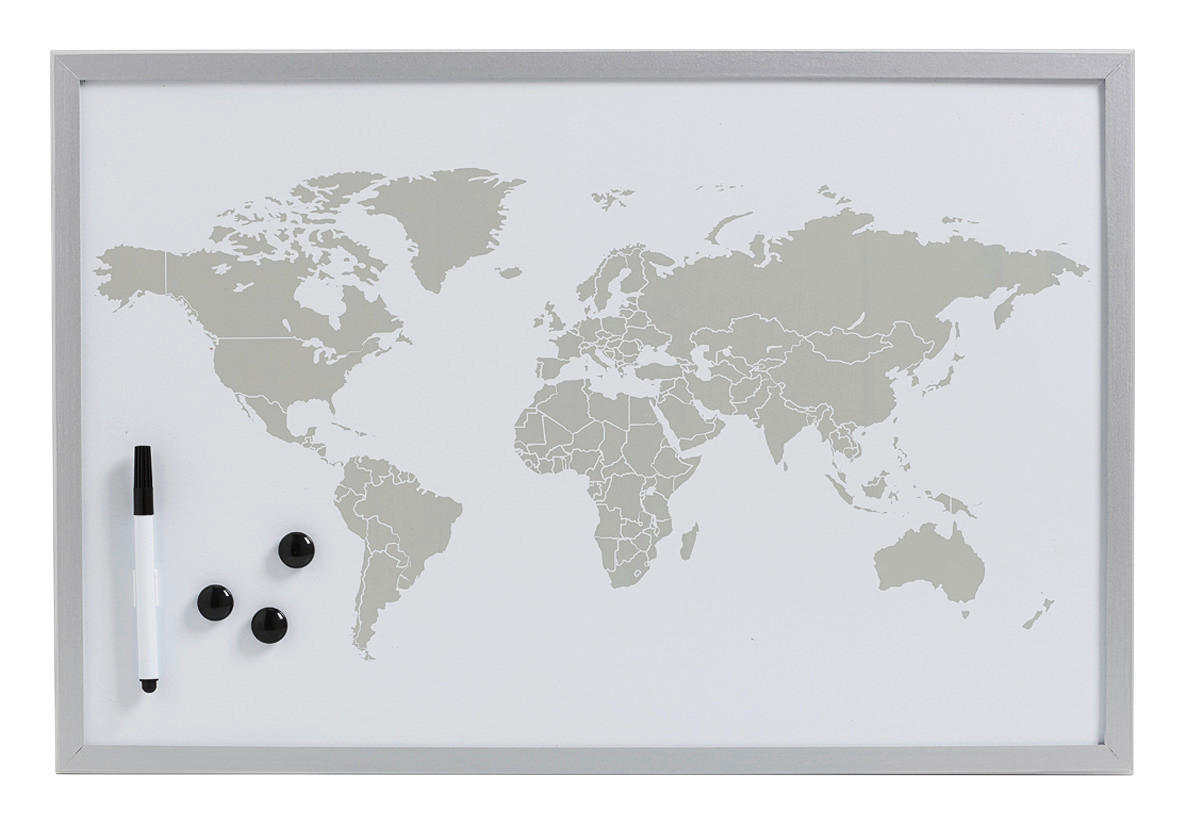 Zeller Magnet-/Schreibtafel World World - grau (59,00/39,50/1,55cm) - Zeller