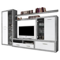 Wohnwand CanCan Beton Optik weiß B/H/T: ca. 285x195x40 cm CanCan - weiß (285,00/195,00/40,00cm)