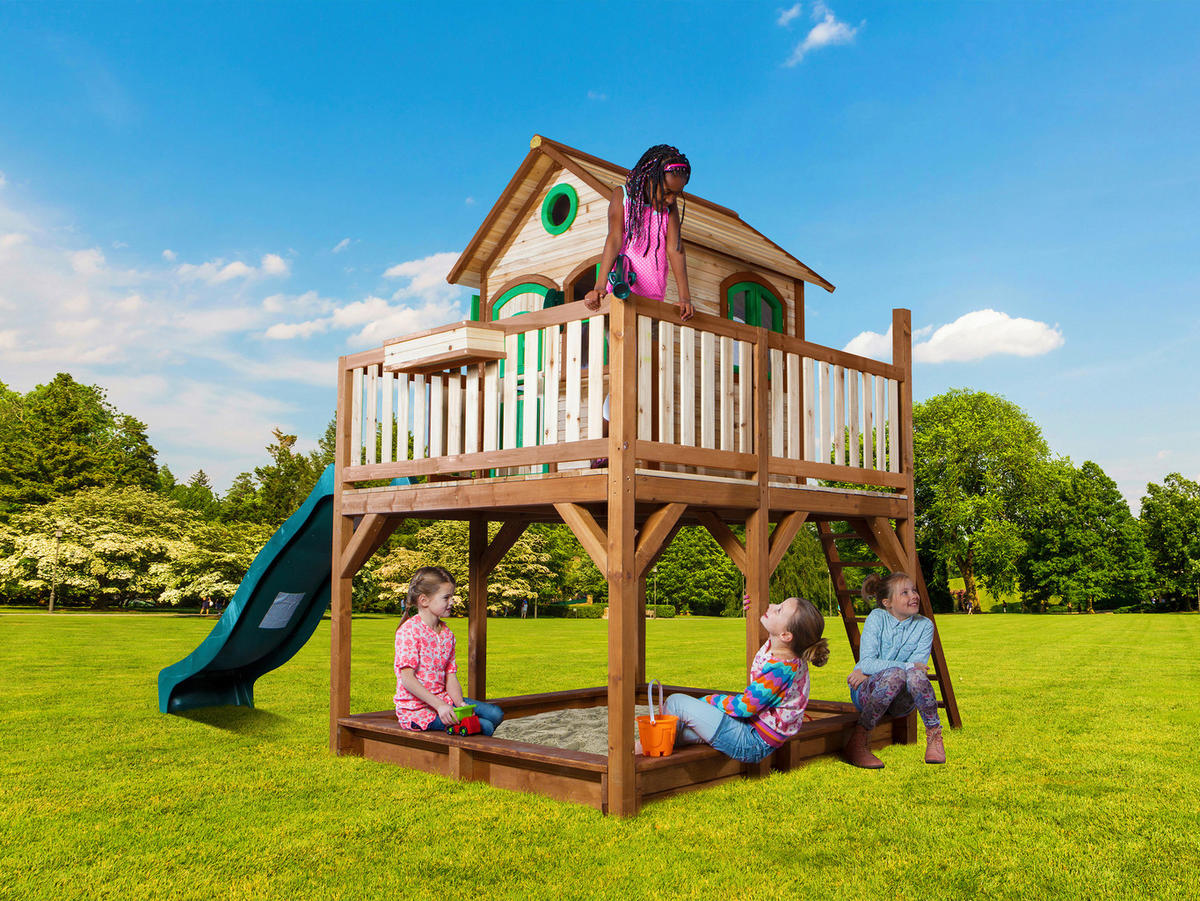 AXI Spielhaus Liam braun B/H/L: ca. 377x291x255 cm Liam - braun/grün (255,00/377,00/291,00cm) - AXI