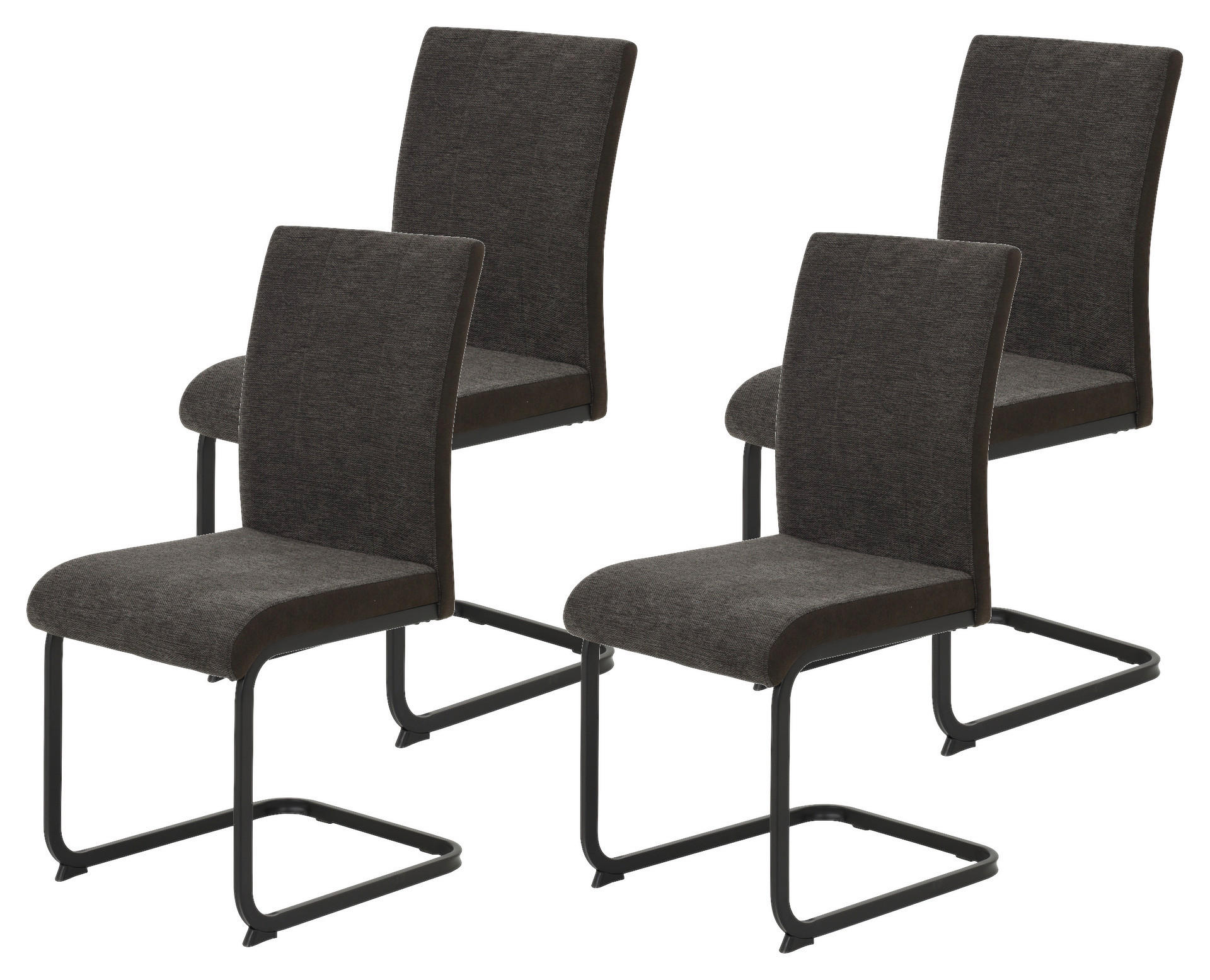 Stuhl 4er Set LINN braun schwarz Webstoff Metall B/H/T: ca. 43x92x52 cm 4er Set LINN - braun/schwarz (43,00/92,00/52,00cm) - Hela