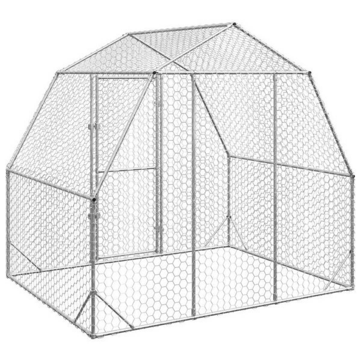 vidaXL Hühnerstall silber Stahl H/L: ca. 225x250 cm Hühnerstall - silber (250,00cm) - vidaXL