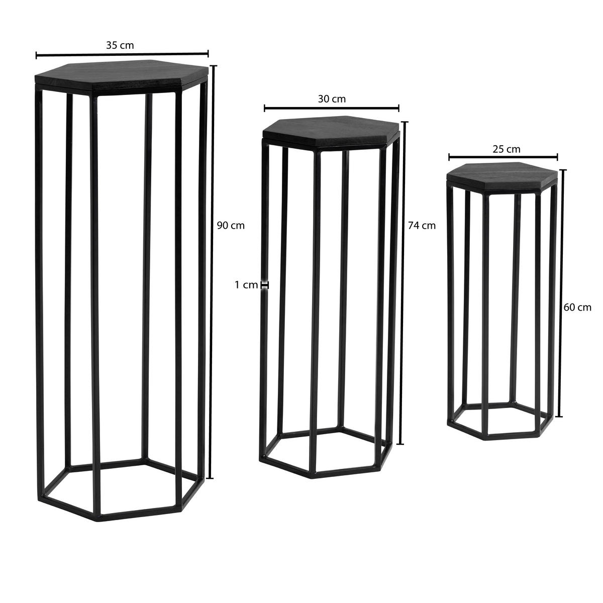 Beistelltisch 3er.-Set. schwarz B/H/T: ca. 35x90x35 cm 3er.-Set. - schwarz (35,00/90,00/35,00cm) - Wohnling