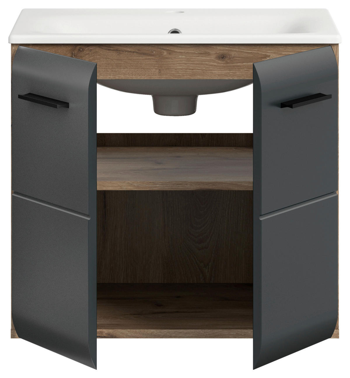 Waschplatz Ice Nox Oak Nachbildung schwarz matt B/H/T: ca. 60x55x46 cm Ice - schwarz (60,00/55,00/46,00cm) - xonox.home