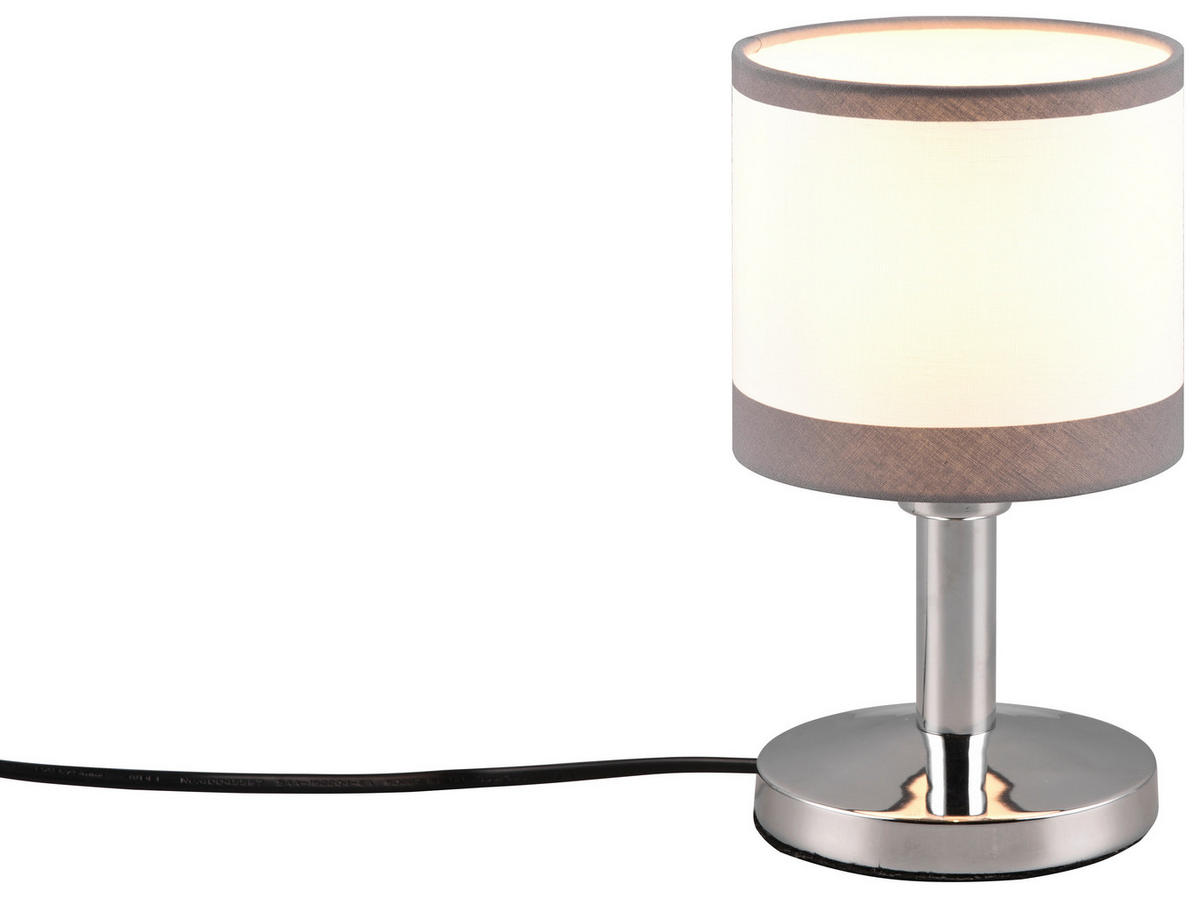 Reality Touch-Tischleuchte Davos R59551006 Chrom weiß Stoff Metall H/D: ca. 22x12 cm E14 1 Brennstellen Davos - weiß/Chrom (12,00/22,00cm) - Reality