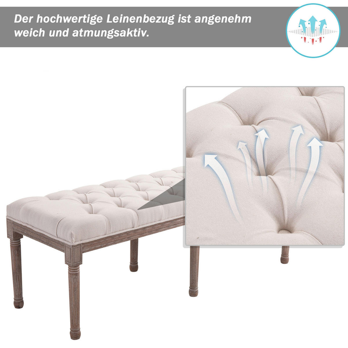 Polsterbank 831-227 beige B/H/T: ca. 142x51x47 cm 831-227 - braun/beige (142,00/51,00/47,00cm) - HOMCOM