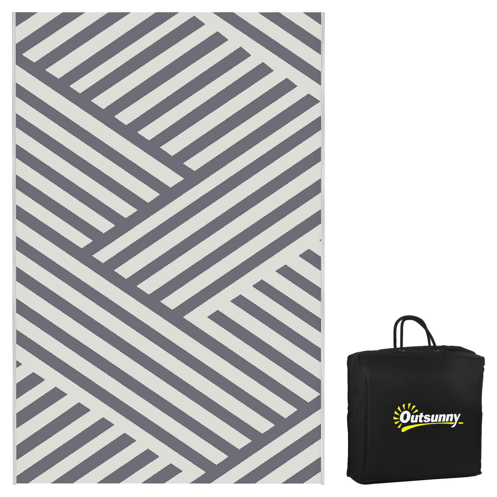 Outsunny Outdoor-Teppich grau B/H/L: ca. 274x182x0,3 cm Outdoor-Teppich - creme/grau (0,30/274,00/182,00cm) - Outsunny
