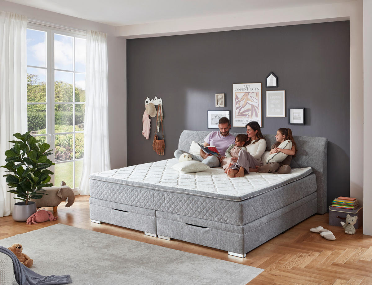 Familienboxbett Korfu silber Korfu - Chrom/silber (256,00/110,00/218,00cm)