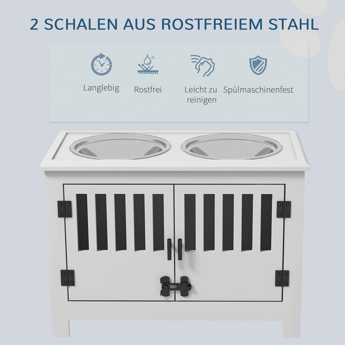 PawHut Futterstation weiß Stahl B/H/L: ca. 30x43x60 cm Futterstation - weiß (60,00/30,00/43,00cm) - PawHut