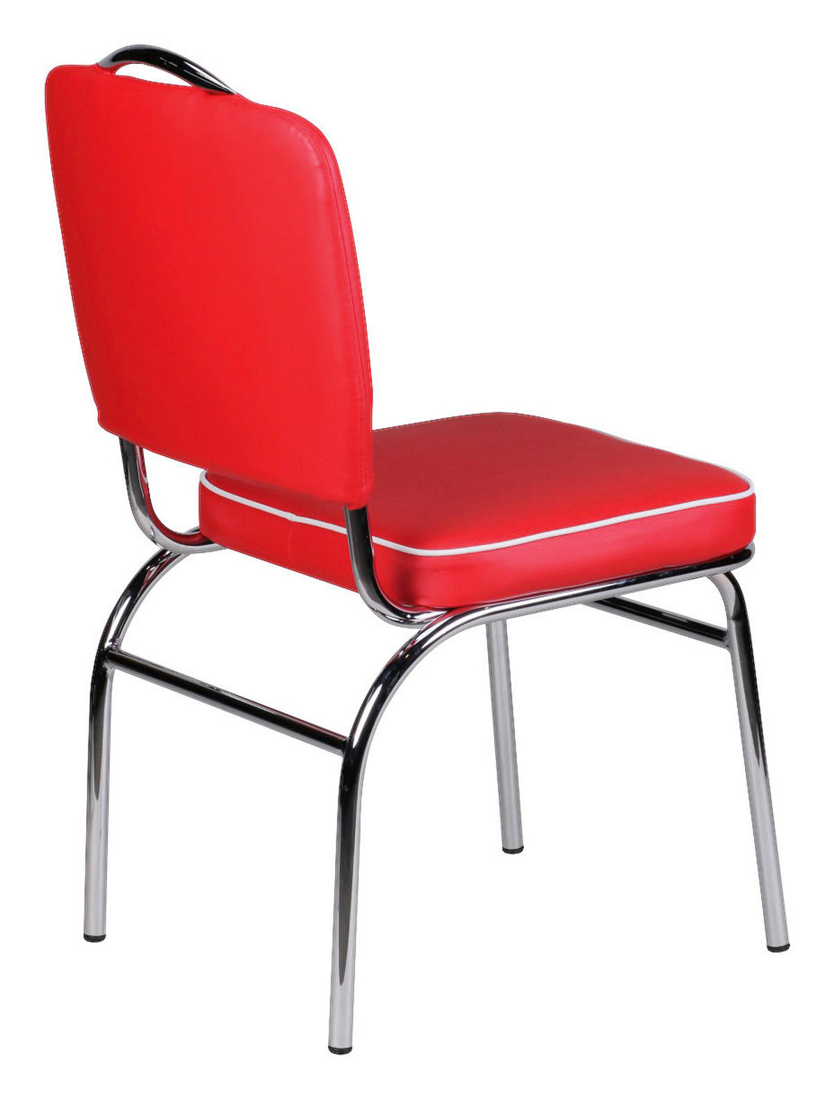 Stuhl rot weiß Chrom Kunstleder Kunstleder Metall B/H/T: ca. 47x90x45 cm American Diner Esszimmerstuhl - weiß/rot (47,00/90,00/45,00cm) - Wohnling