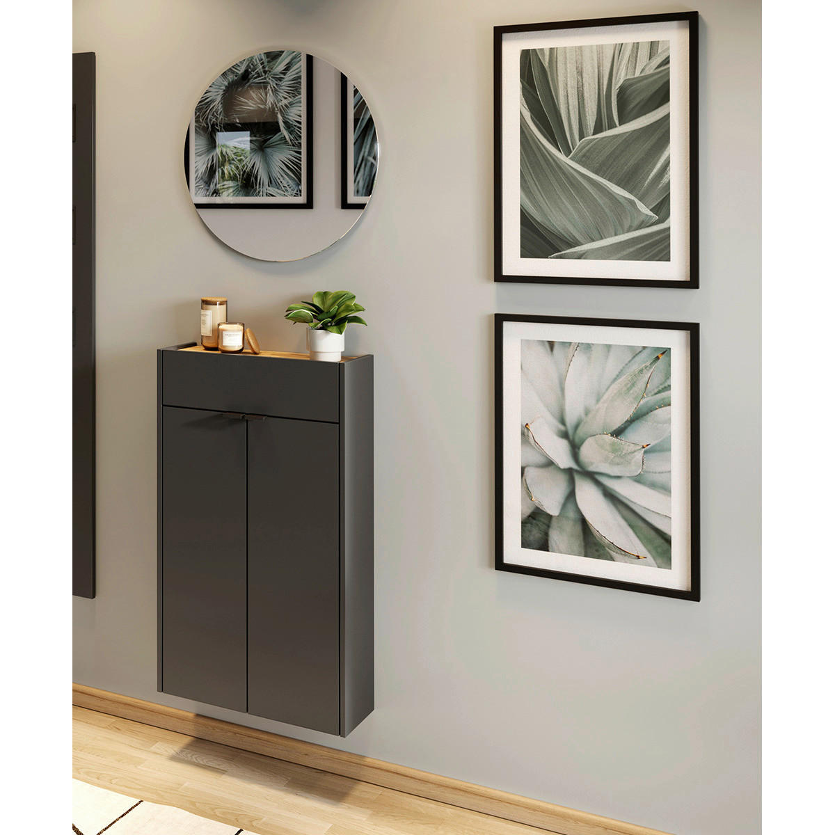 Garderobe 7936-549 B/H/T: ca. 56x200x22 cm 7936-549 - Eiche/Graphit (56,00/200,00/22,00cm) - Germania