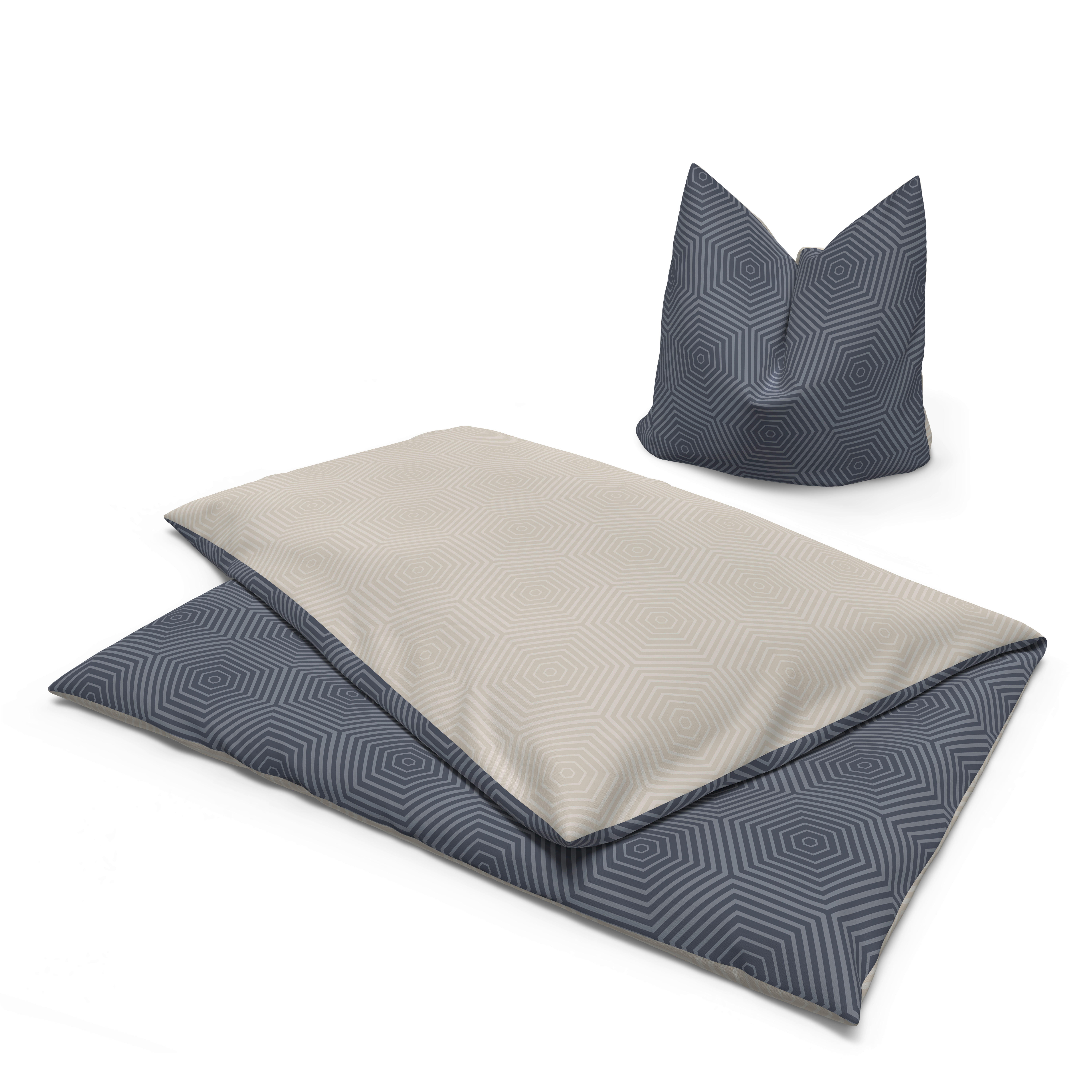 Baumwoll Wende Bettwäsche Renforce Wendebettwäsche_Renforce_Sechseck - creme/anthrazit (135,00/200,00cm) - Dobnig