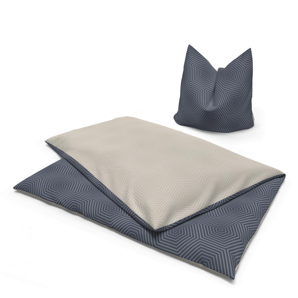 Baumwoll Wende Bettwäsche Renforce Wendebettwäsche_Renforce_Sechseck - creme/anthrazit (135,00/200,00cm) - Dobnig