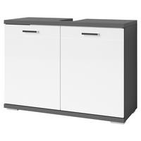 Waschbeckenunterschrank NEBRASKA anthrazit weiß Hochglanz silber verchromt B/H/T: ca. 80x59x31,5 cm NEBRASKA - weiß/anthrazit (80,00/59,00/31,50cm) - byLIVING