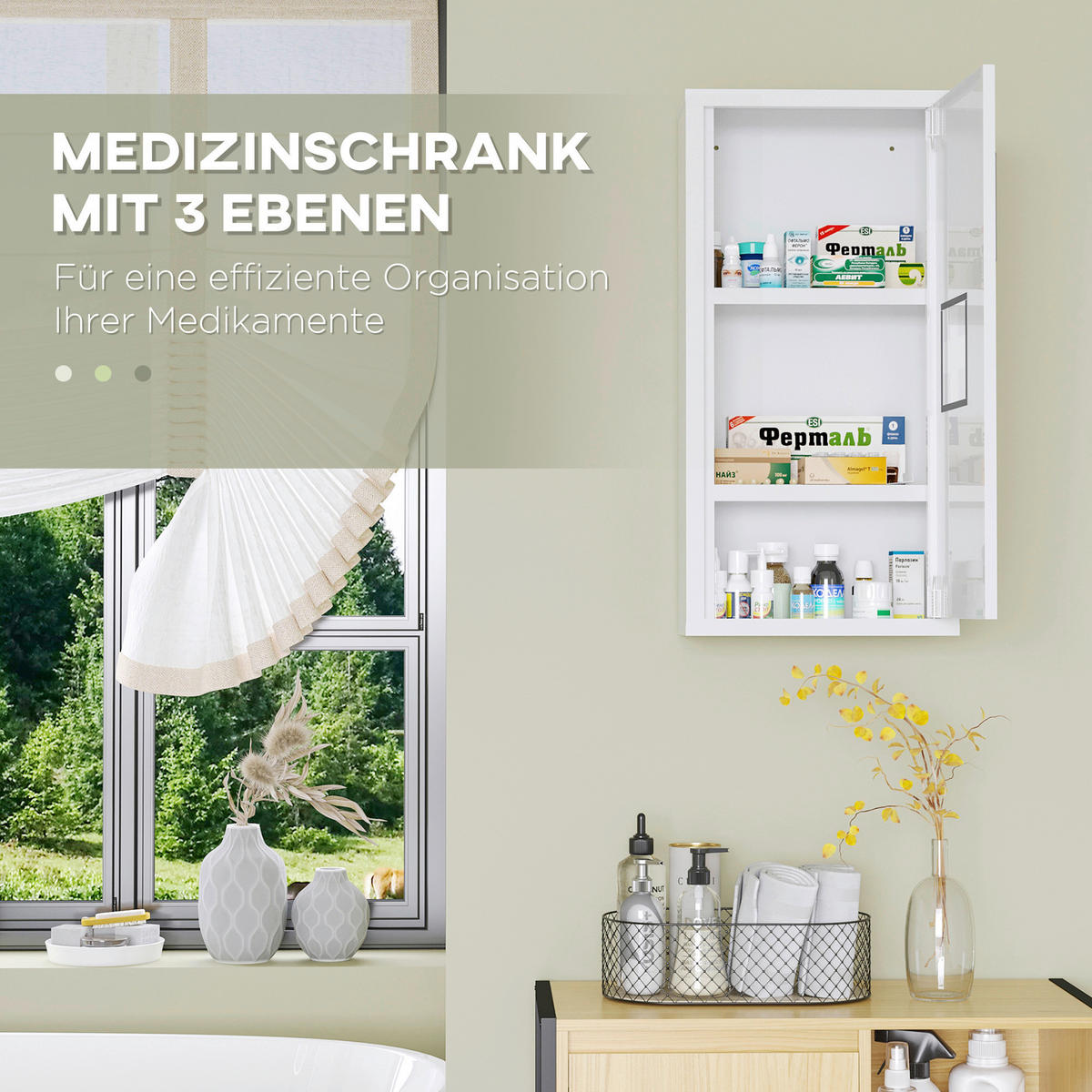 kleankin Medizinschrank weiß Edelstahl B/H/L: ca. 12x30x60 cm Medizinschrank - weiß (60,00/12,00/30,00cm) - kleankin