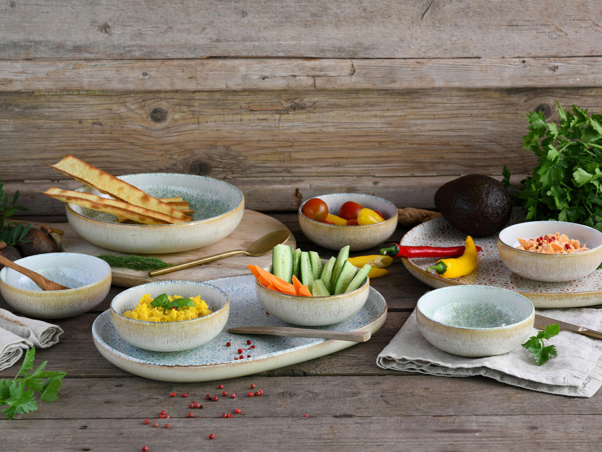 CreaTable Tafelservice Uno Emiliana grün Steinzeug 12 tlg. Uno Emiliana - grün - CreaTable