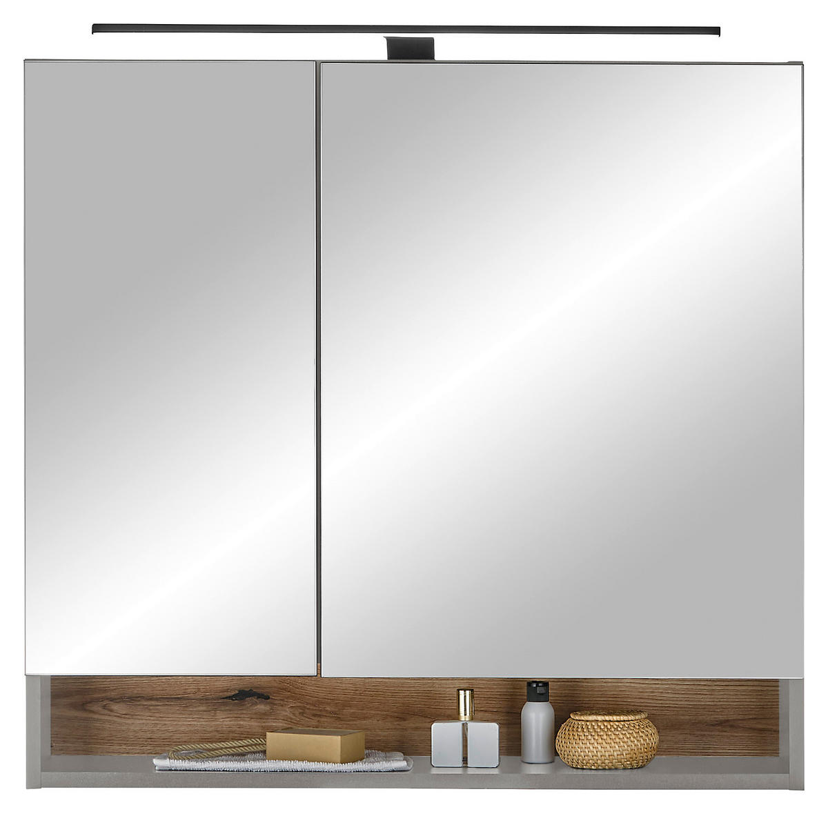 Spiegelschrank Denver grau matt Eiche Evoke Coast Nachbildung B/H/T: ca. 80x75x22 cm Denver - Eiche/grau (80,00/75,00/22,00cm)