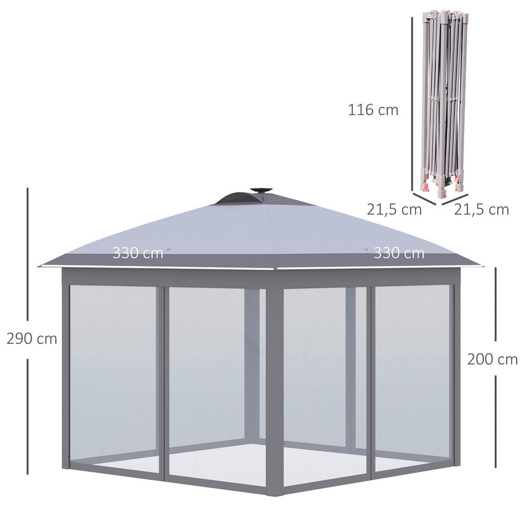 Thumbnail - Outsunny Faltpavillon grau Polyester-Mischgewebe B/H/L: ca. 330x288x330 cm