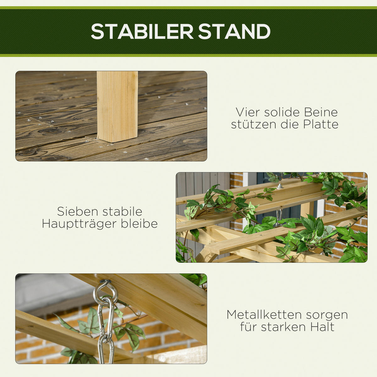 Outsunny Hollywoodschaukel mit Pergola Hollywoodschaukel_mit_Pergola - natur (221,00/140,00/196,00cm) - Outsunny