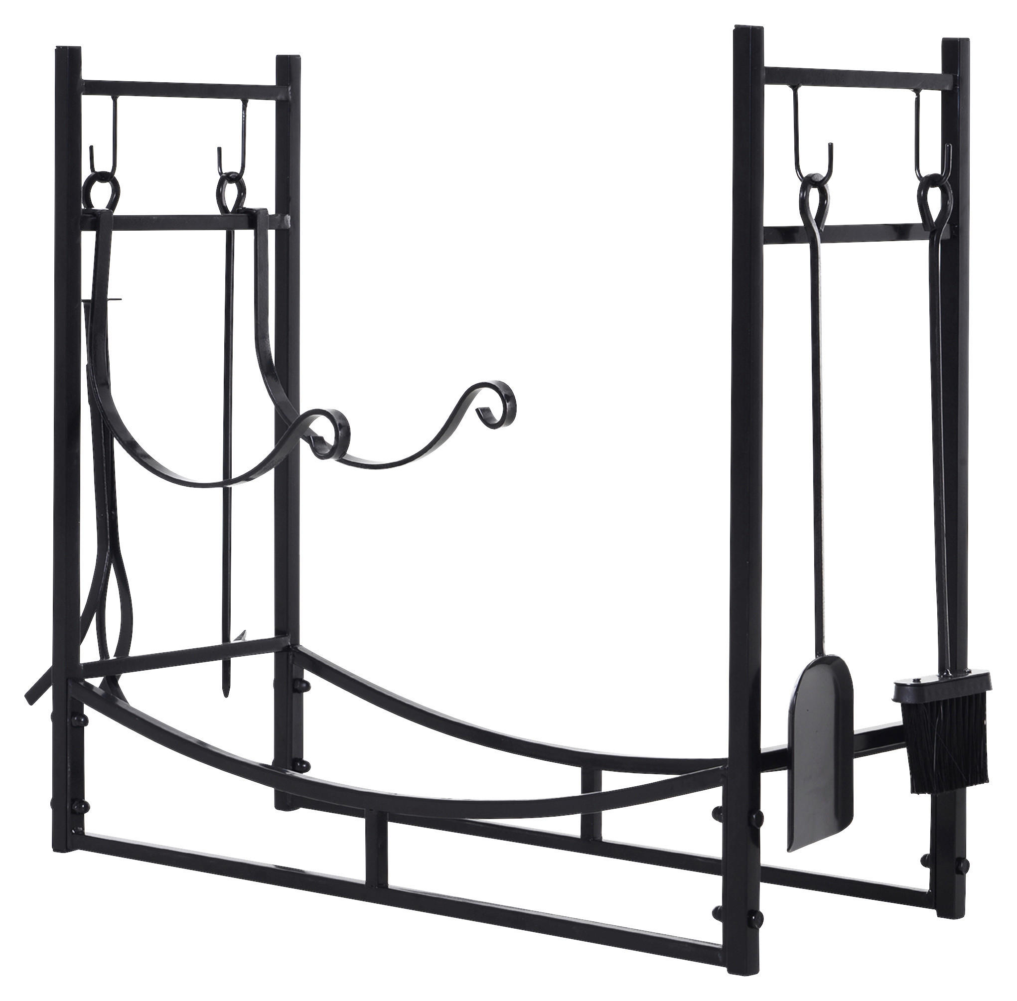 Outsunny Kaminholzregal schwarz B/H/L: ca. 33x76x84 cm ca. 115 kg Kaminholzregal  MH842-129 - schwarz (84,00/33,00/76,00cm) - Outsunny
