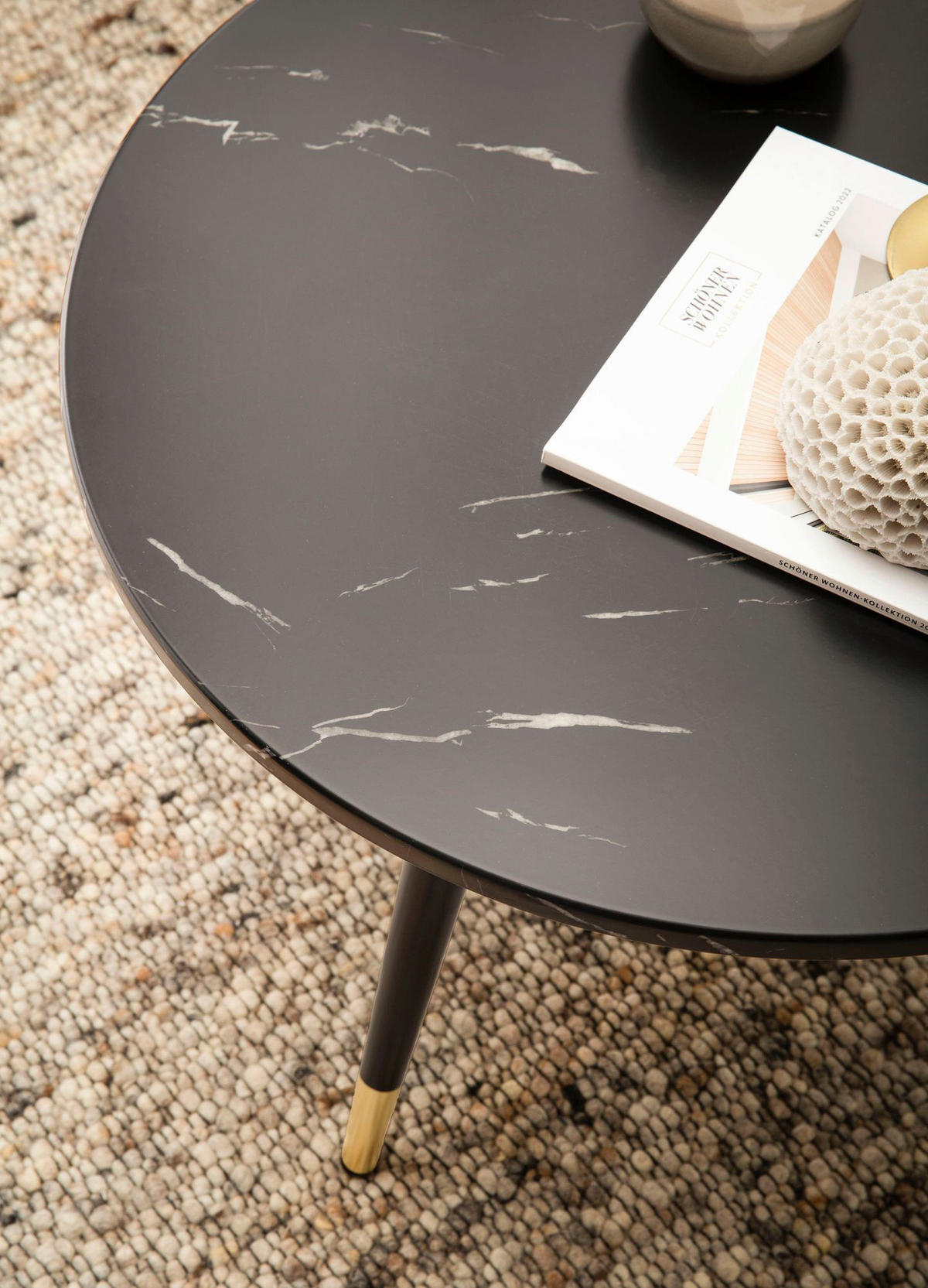 Couchtisch schwarz Marmor Optik B/H/T: ca. 60x41x60 cm Couchtisch - schwarz (60,00/41,00/60,00cm) - Wohnling