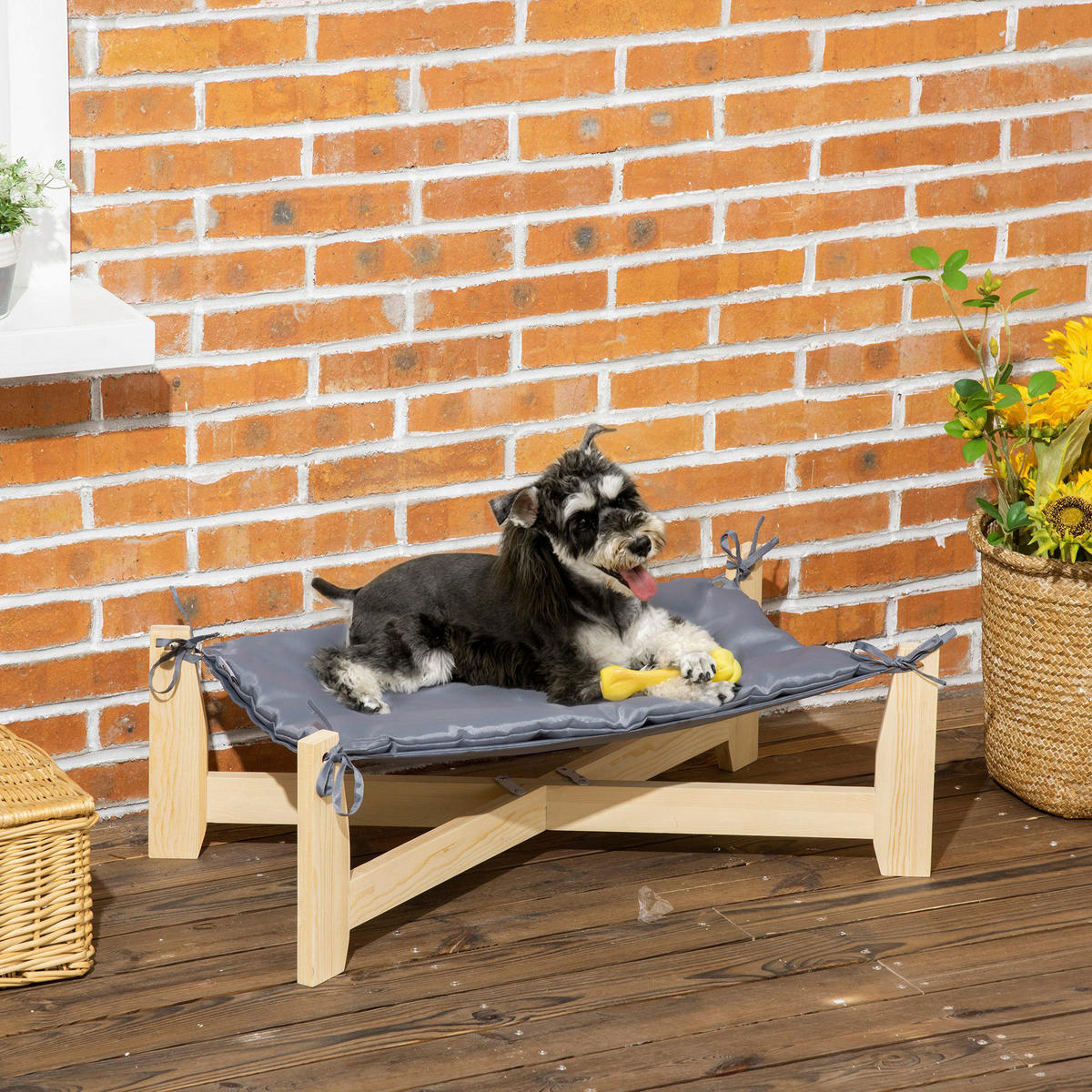 PawHut Haustierbett natur Polyester B/H/L: ca. 40x25x72 cm Haustierbett - hellgrau/natur (72,00/40,00/25,00cm) - PawHut