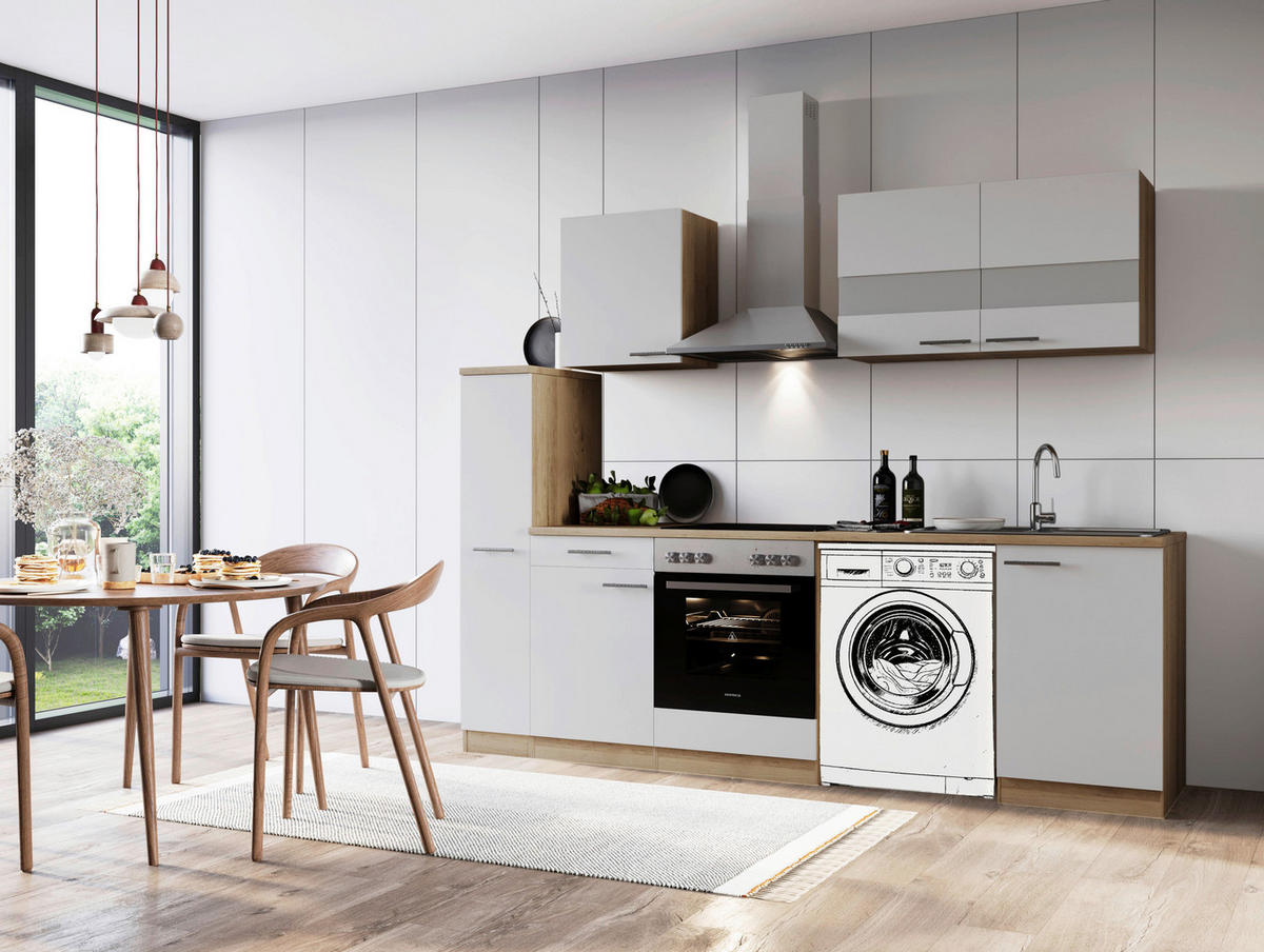 Respekta Küchenblock Merle weiß B/H/T: ca. 250x200x60 cm Merle - Eiche/weiß (250,00/200,00/60,00cm) - Respekta