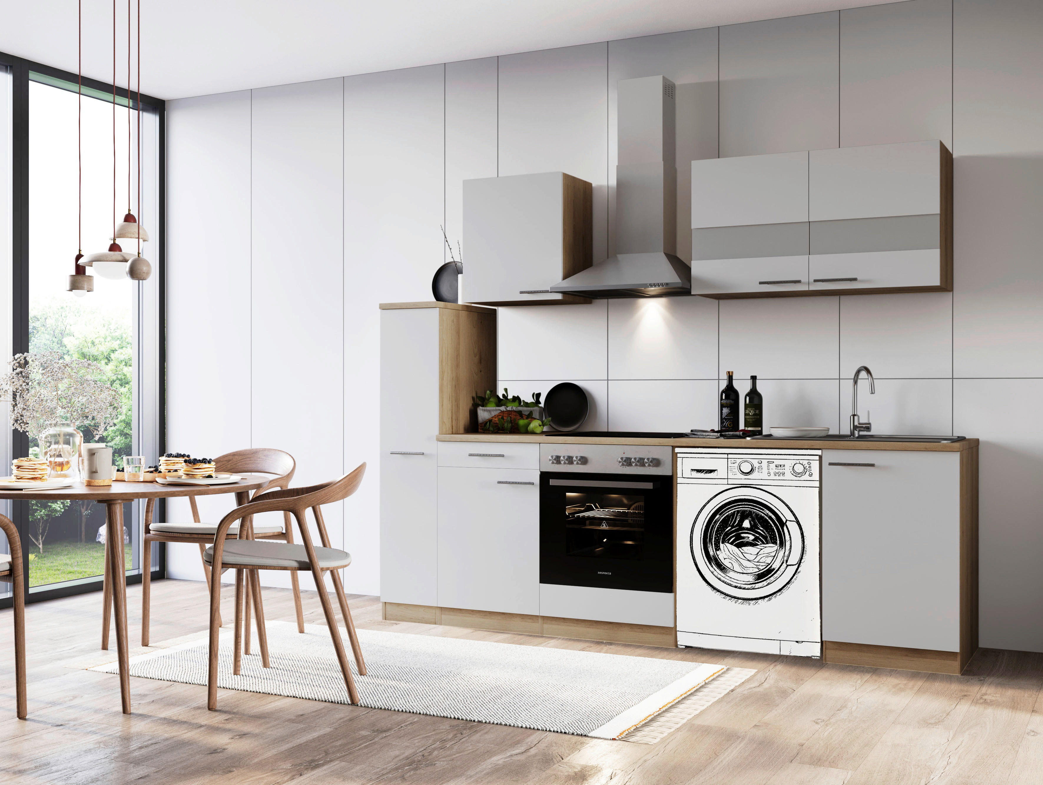 Thumbnail - Respekta Küchenblock Merle weiß B/H/T: ca. 250x200x60 cm