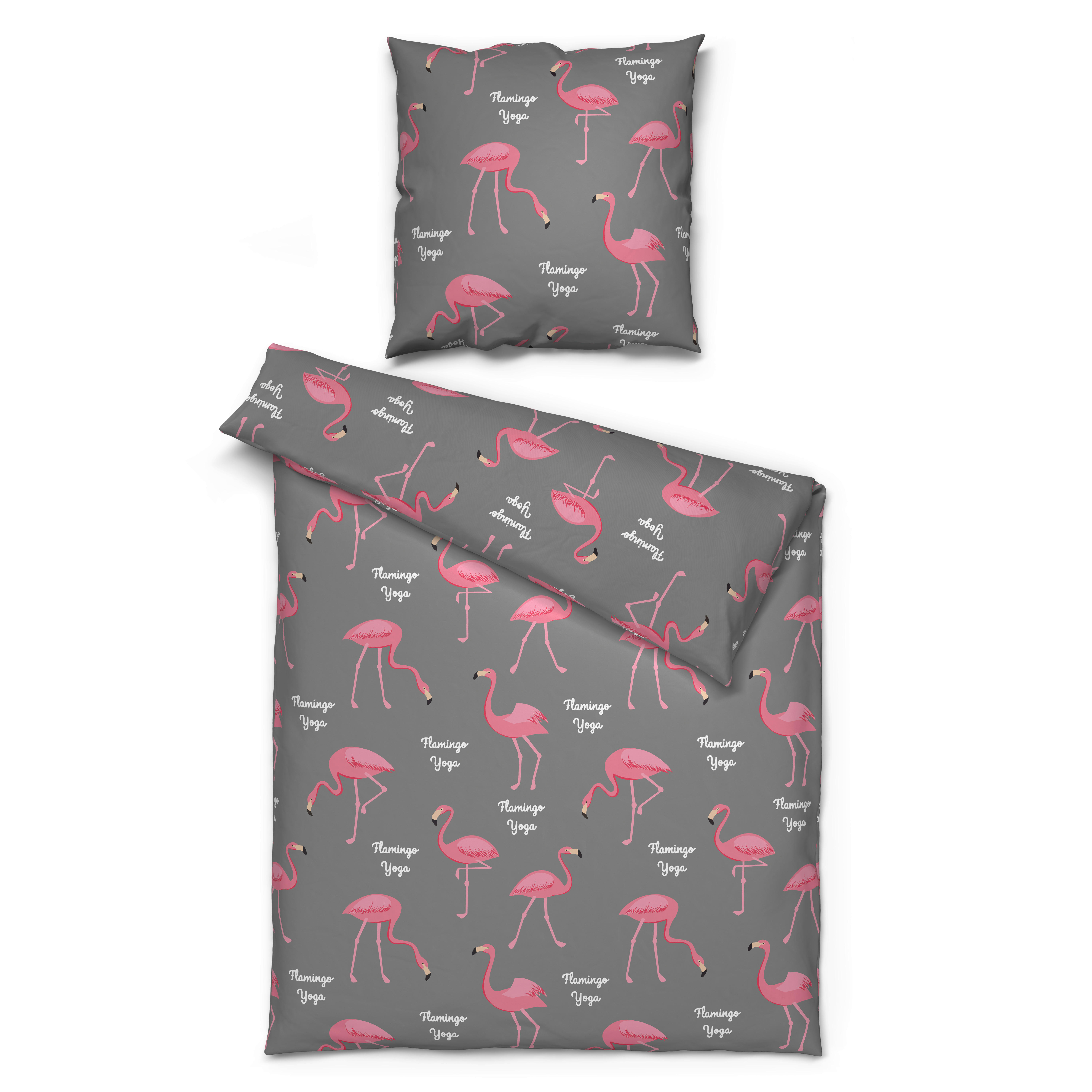 Microfaser Bettwäsche Bettwäsche-Microfaser Flamingo - grau (135,00/200,00cm)
