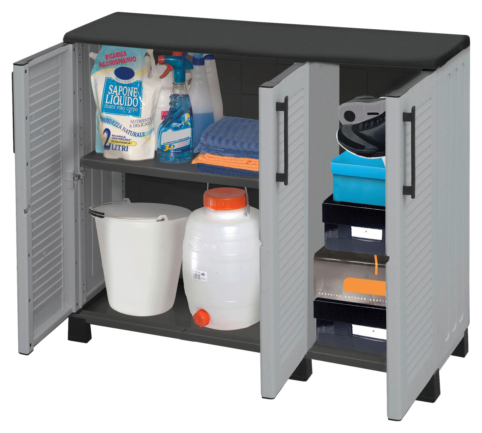 ArtPlast Kunststoffschrank Family niedrig grau Kunststoff B/H/T: ca. 102x84x37 cm Family niedrig - grau (102,00/84,00/37,00cm) - Artplast