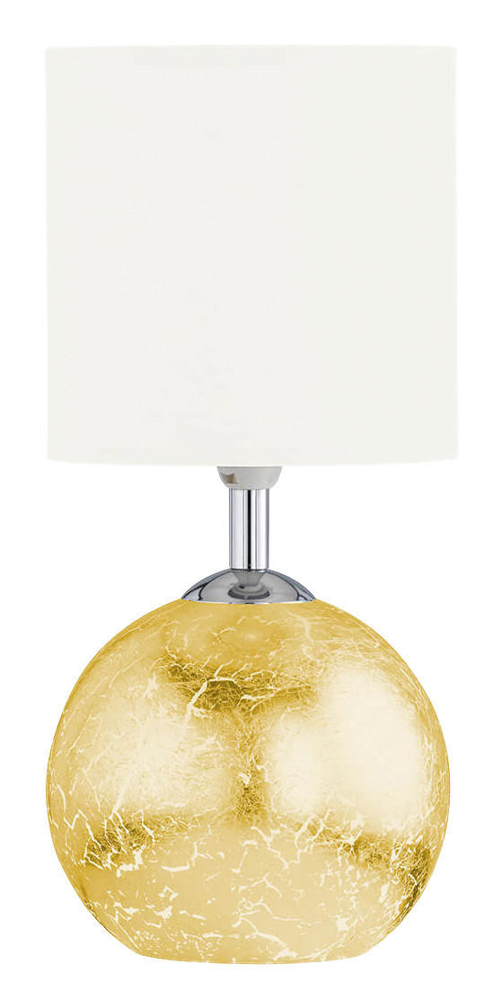WOFI Leuchten Tischleuchte Carmen gold weiß Glas Textil H/D: ca. 33,5x15,2 cm E14 2 Brennstellen Tischleuchte_Carmen 2flg. - gold/weiß (15,20/33,50cm)