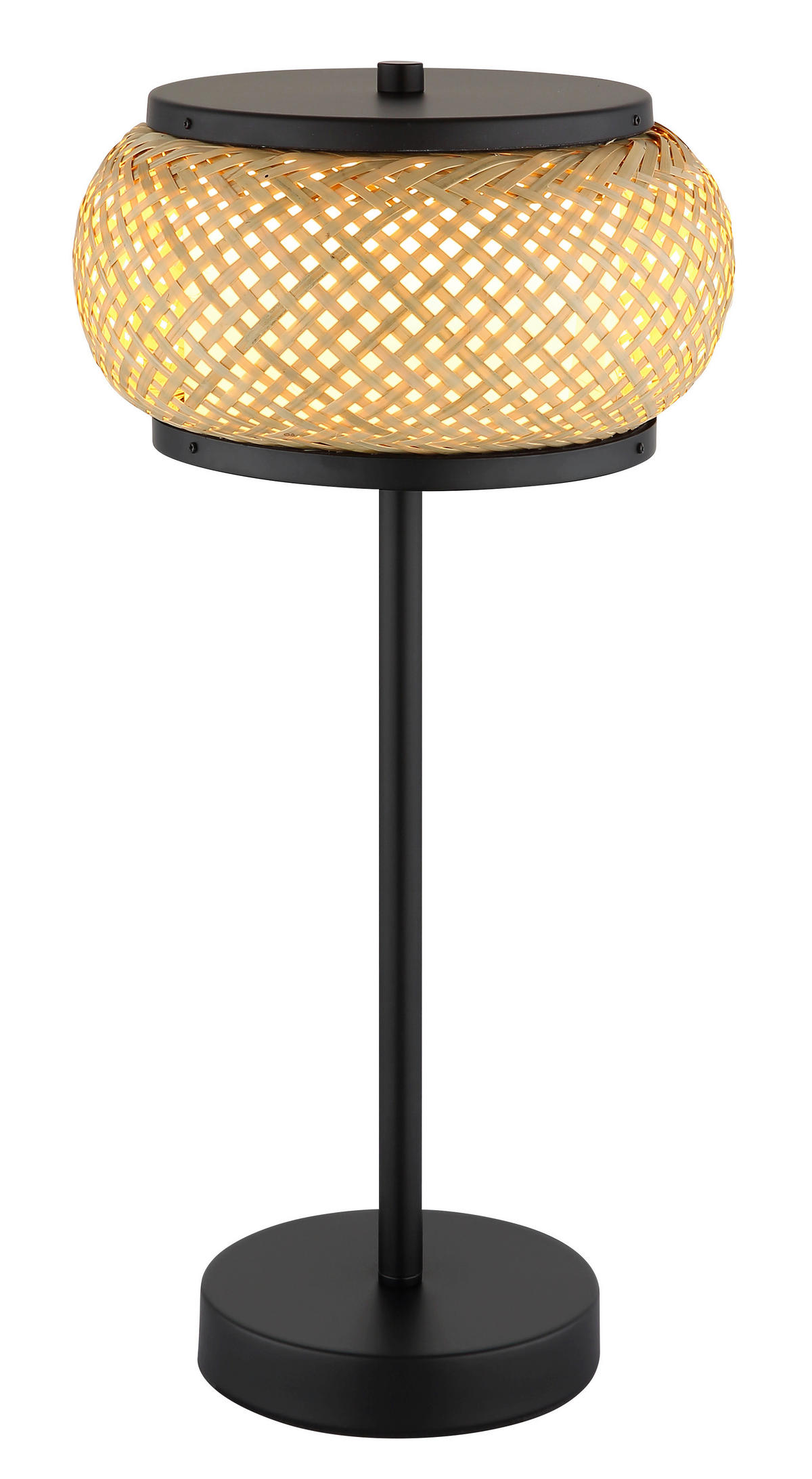 GLOBO Tischleuchte mattschwarz natur Metall Bambus H/D: ca. 46,1x22 cm 1 Brennstellen BAMBORA - natur/mattschwarz (22,00/46,10cm) - GLOBO