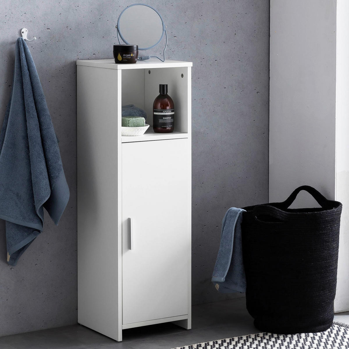 Badkommode weiß B/H/T: ca. 30x96x30 cm Badschrank - weiß (30,00/96,00/30,00cm) - Wohnling