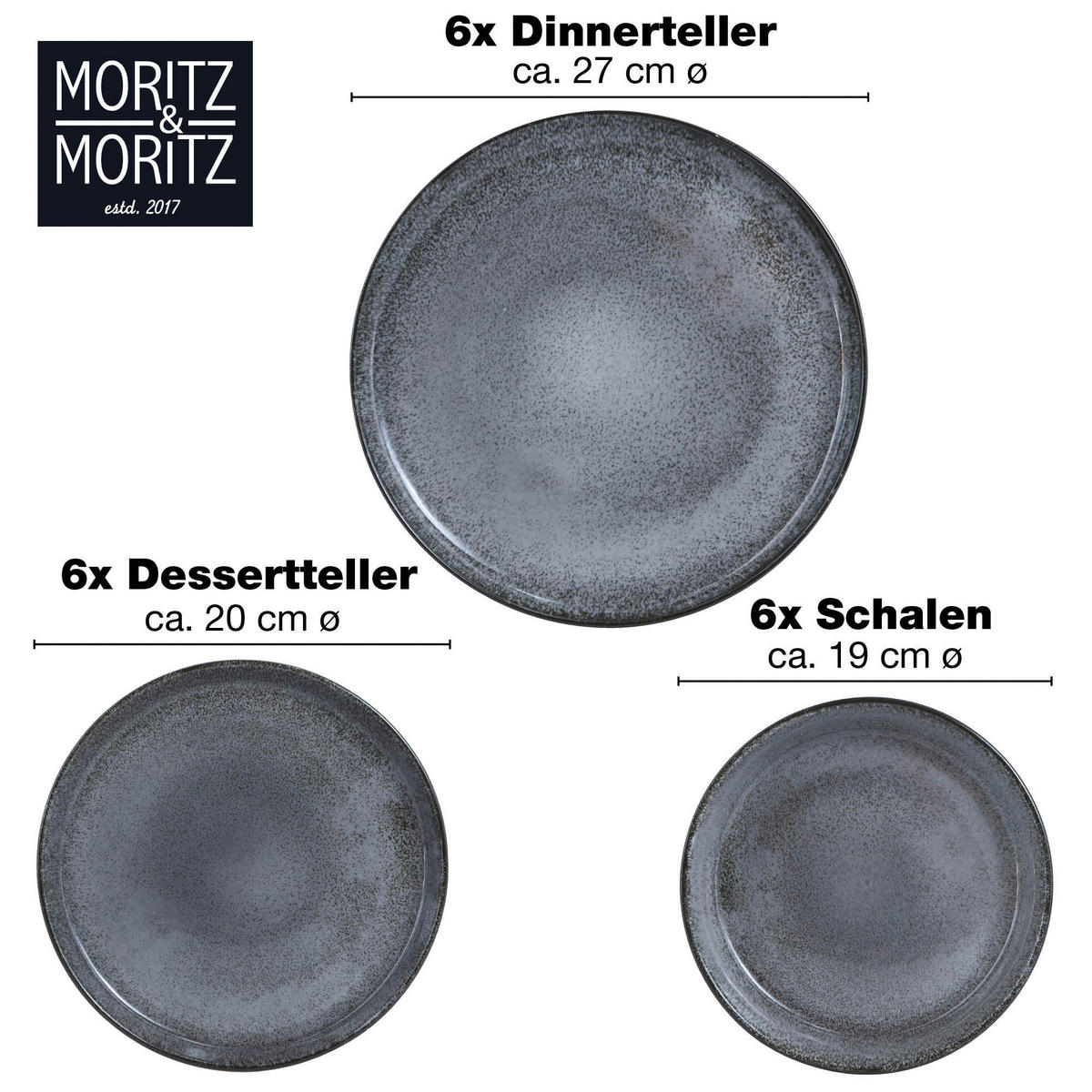 Moritz & Moritz Tafelservice Digital anthrazit Porzellan 18 tlg. Digital - anthrazit - Moritz & Moritz