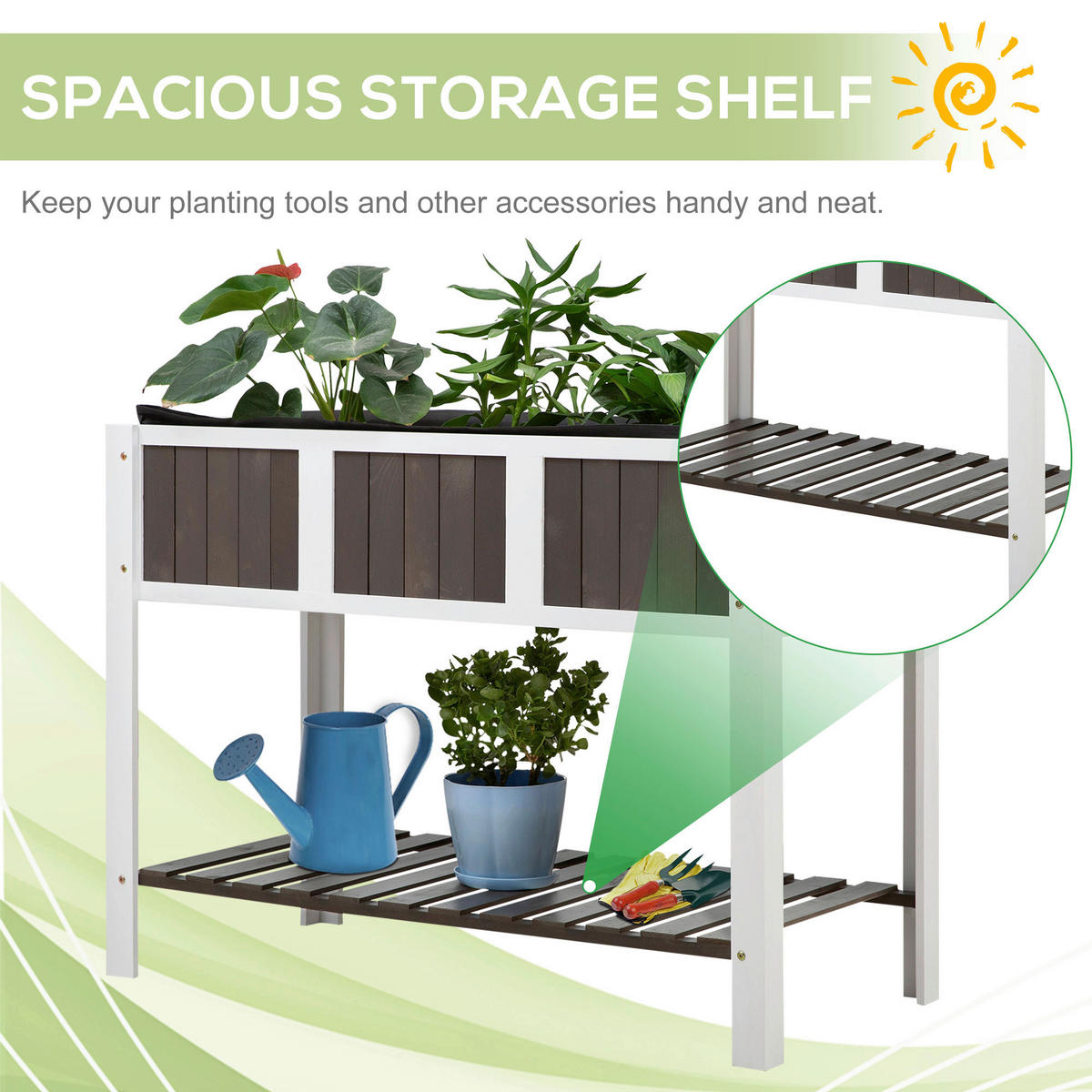 Outsunny Hochbeet B/H/L: ca. 57x89x119 cm Hochbeet - weiß/grau (119,00/57,00/89,00cm) - Outsunny