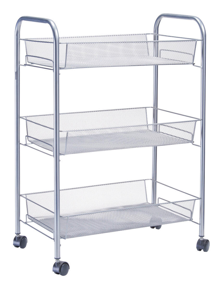 Zeller Rollwagen silber Mesh B/H/L: ca. 26x63x44 cm Rollwagen - silber (44,00/26,00/63,00cm) - Zeller