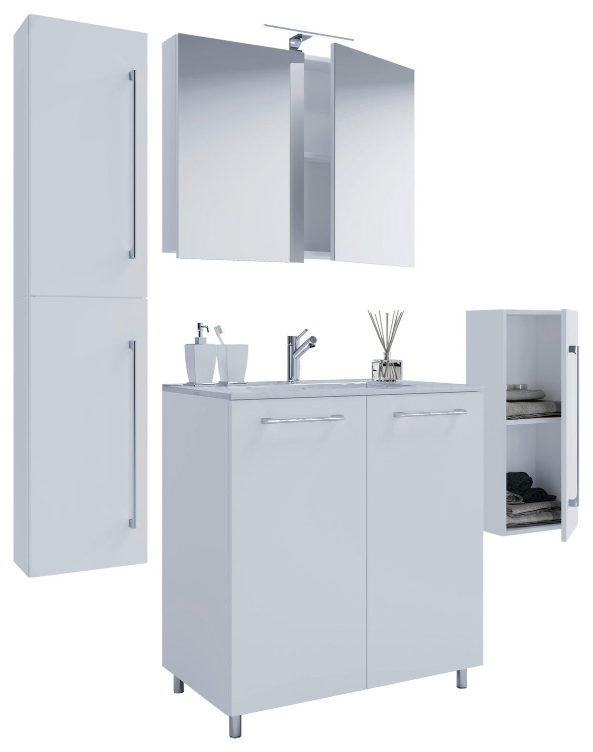 Waschplatz 5tlg-Gilos weiß B/H/T: ca. 60x86x46 cm 5tlg-Gilos - weiß (60,00/86,00/46,00cm) - VCM Möbel