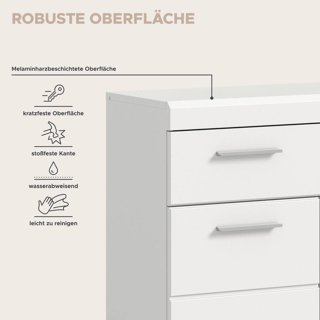 Thumbnail - Schrank Scout weiß weiß Hochglanz B/H/T: ca. 74x88x31 cm