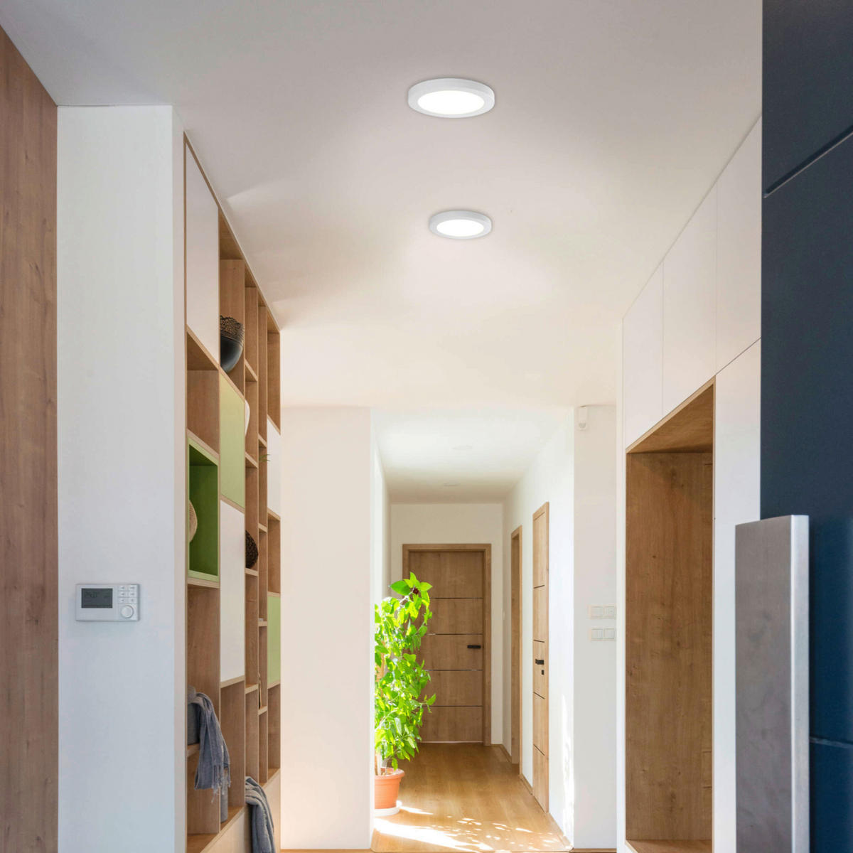 Näve Leuchten LED-Ein-/Aufbauleuchte weiß Kunststoff Metall B/H/T/D: ca. 24,6x3,5x24,6x24,6 cm KOMPLEX - weiß (24,60/3,50/24,60cm) - Näve Leuchten
