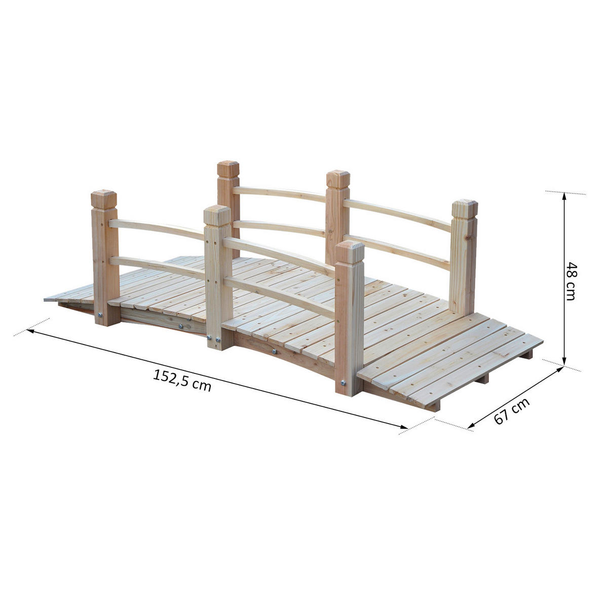 Outsunny Holzbrücke natur B/H/L: ca. 67x48x1525 cm ca. 181 kg Holzbrücke - natur (1525,00/67,00/48,00cm) - Outsunny