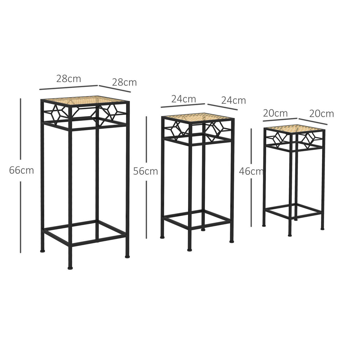 Outsunny Pflanzständer gold Edelstahl B/H/L: ca. 28x28x66 cm Blumenständer-Set - gold (66,00/28,00/28,00cm) - Outsunny