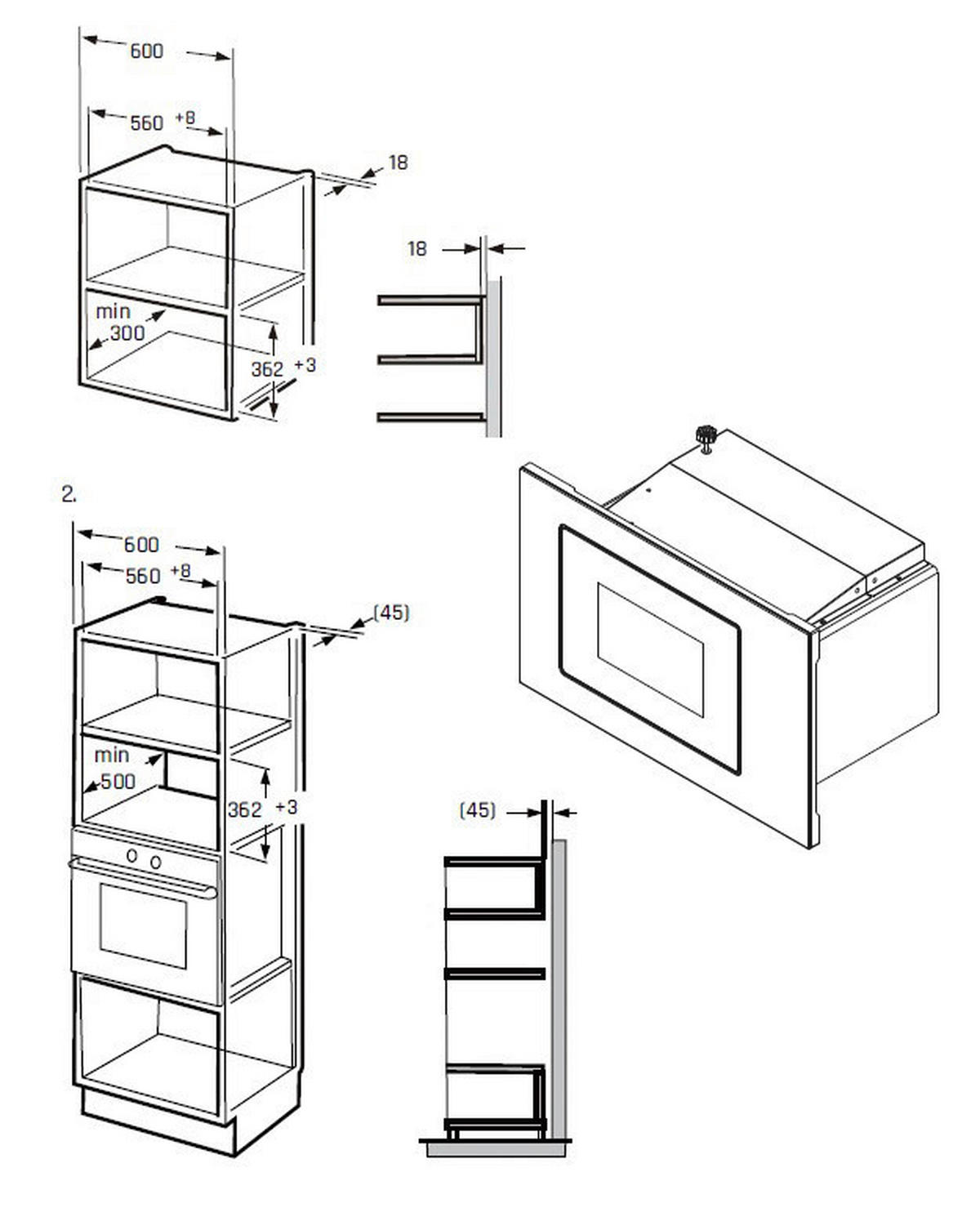 Mican Einbaumikrowelle MGM17SCBG schwarz Edelstahl B/H/T: ca. 59,5x38,2x32 cm MGM17SCBG - schwarz (59,50/38,20/32,00cm) - Mican