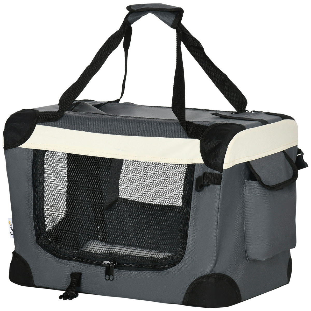 PawHut Tragetasche für Haustiere grau Stahl B/H/L: ca. 33,5x35x50,5 cm Tragetasche für Haustiere - schwarz/grau (50,50/33,50/35,00cm) - PawHut