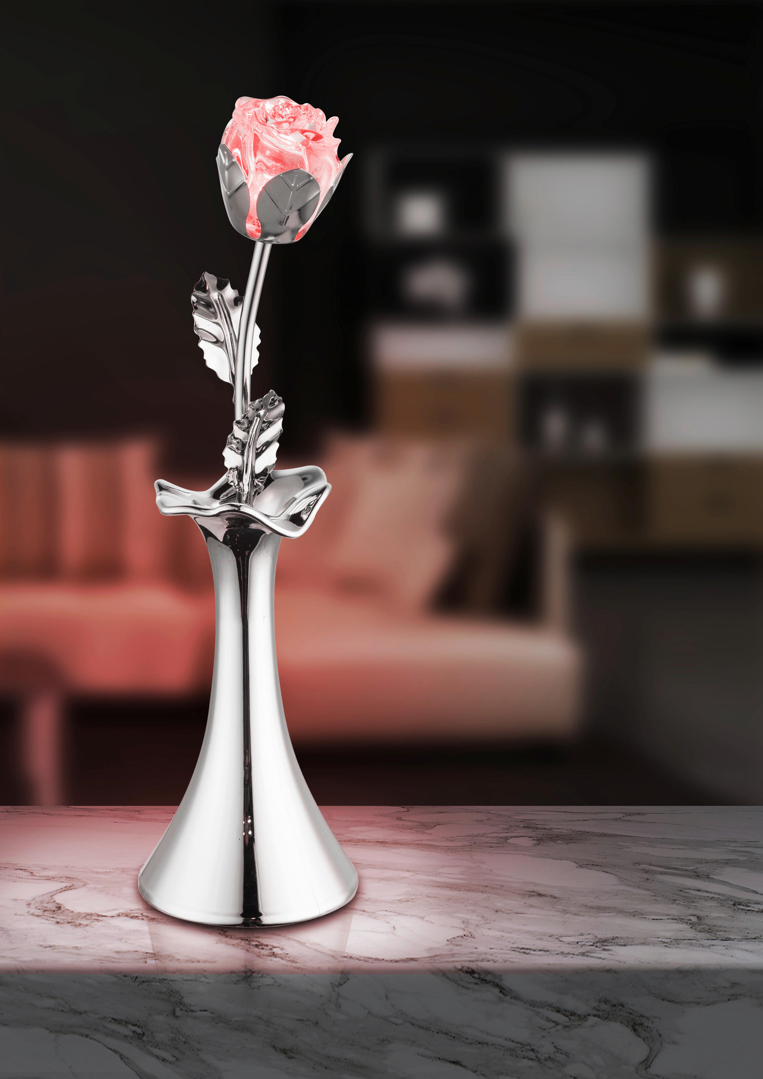 Thumbnail - GLOBO Tischleuchte Rosi Chrom klar Metall Acryl H/D: ca. 29x8 cm