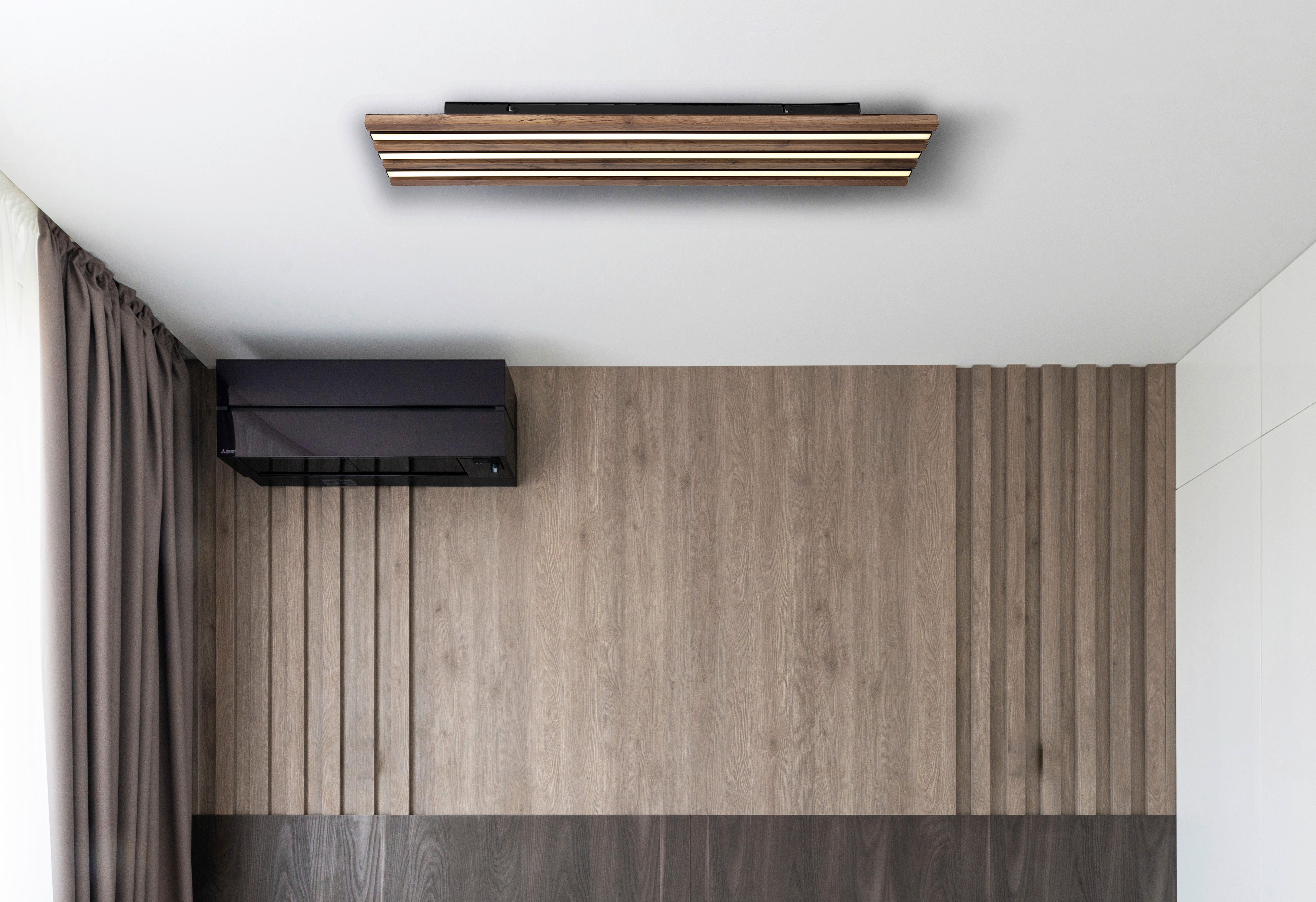 GLOBO LED-Deckenleuchte HAYDEN 67347D4 schwarz Kunststoff MDF Metall B/H/L: ca. 20x5x80 cm 1 Brennstellen HAYDEN - schwarz (80,00/20,00/5,00cm) - GLOBO