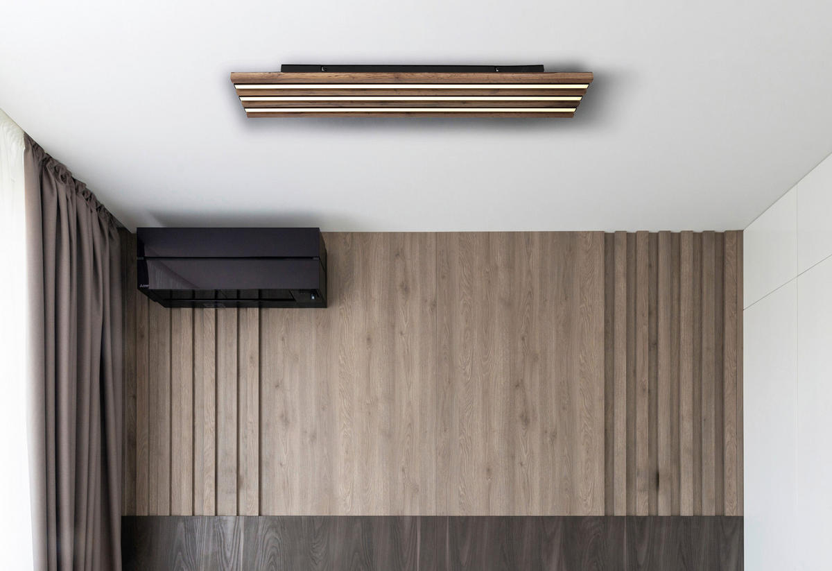 GLOBO LED-Deckenleuchte HAYDEN 67347D4 schwarz Kunststoff MDF Metall B/H/L: ca. 20x5x80 cm 1 Brennstellen HAYDEN - schwarz (80,00/20,00/5,00cm) - GLOBO