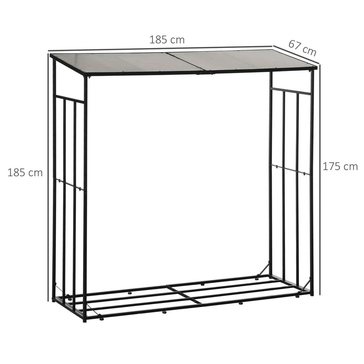 Outsunny Kaminholzregal schwarz B/H/L: ca. 67x185x185 cm Kaminholzregal - schwarz (185,00/67,00/185,00cm) - Outsunny