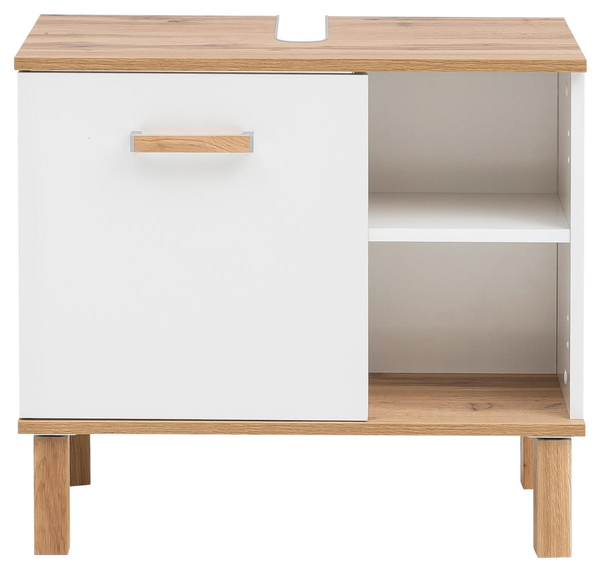 Waschbeckenunterschrank Padua weiß glanz Eiche Landhaus Nachbildung B/H/T: ca. 65,2x60,1x35 cm Padua - Eiche/weiß (65,20/60,10/35,00cm) - Möbelpartner