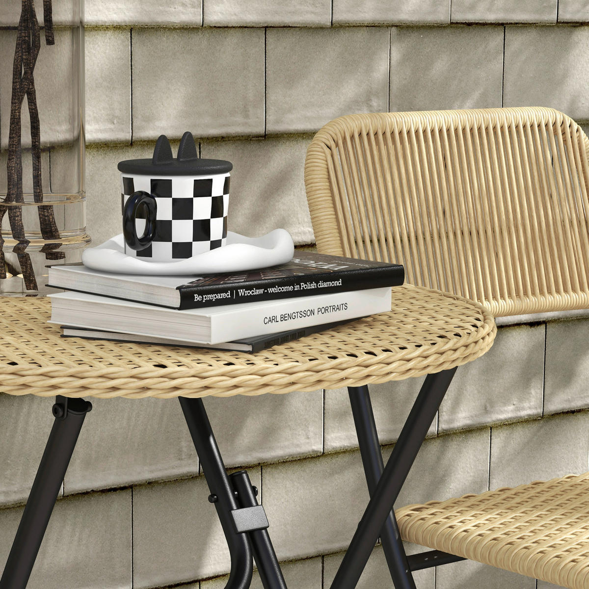 Outsunny Sitzgruppe gelb Polyrattan B/H/L: ca. 60x60x70 cm Bistro-Set - gelb (70,00/60,00/60,00cm) - Outsunny