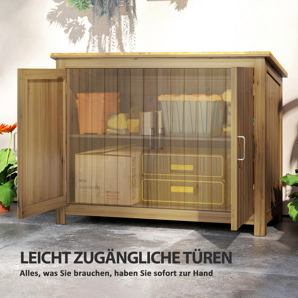 Outsunny Gartenschrank braun Holz B/H/L: ca. 50x85x110 cm Gartenschrank - braun (110,00/50,00/85,00cm) - Outsunny